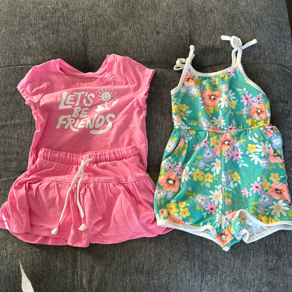 Pink 2 piece set and Multi color romper
